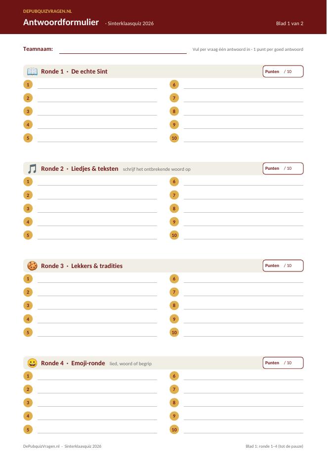 Sinterklaasquiz 2026 – antwoordformulier